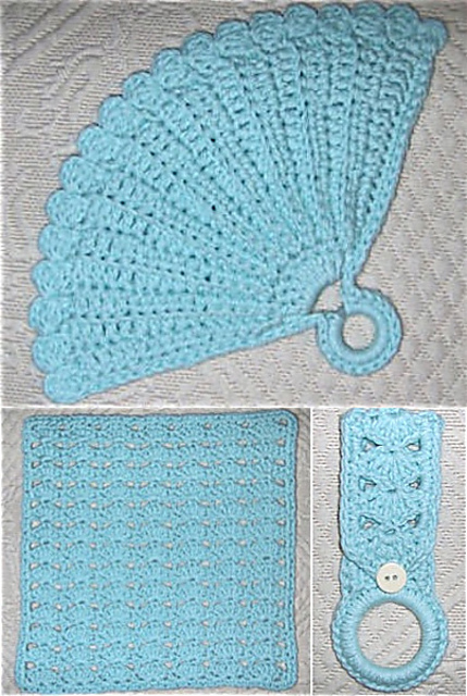 Fan Potholder, Towel Ring and Dishcloth