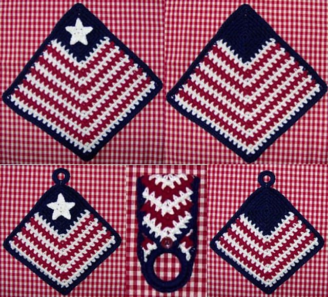 Red, White and Blue Chevron Kitchen Set