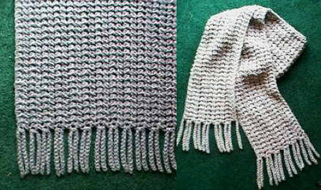 Fringe-As-You-Go Mock Cable Afghan /Scarf