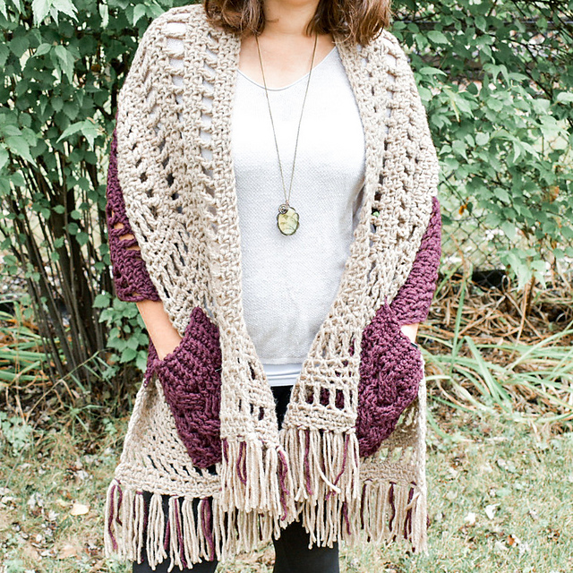 Pocket Wrap Crochet Shawl With Pockets Pattern Free Ravelry: Tri
