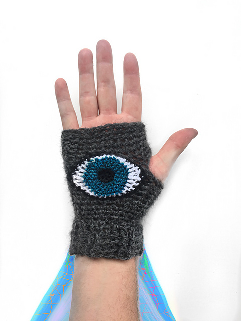 Evil Eye Crochet Gloves