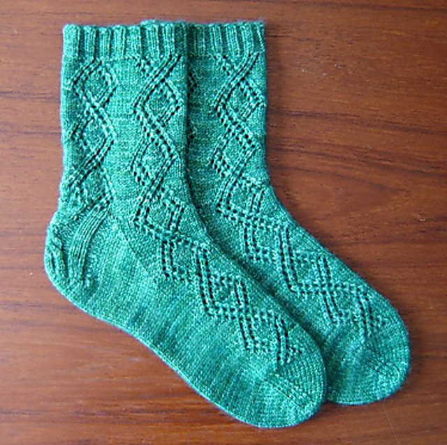 Diamondoid Lace Socks (Cuff Down)