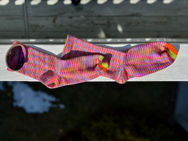 Helical Striped Toe-Up Socks