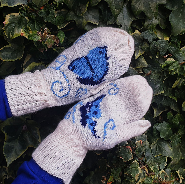 Blue Butterfly Mittens