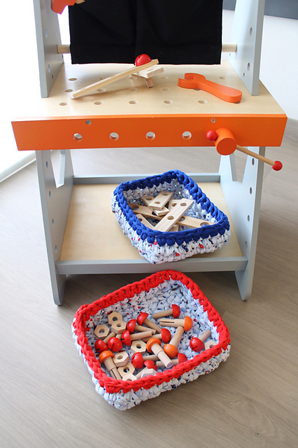 Squared XXL basket / Cistell quadrat de trapillo