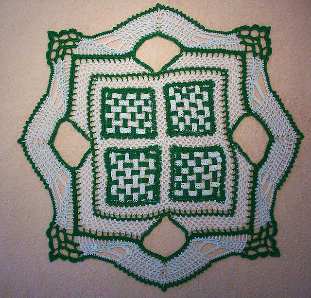 Two Color Basket Weave Doily