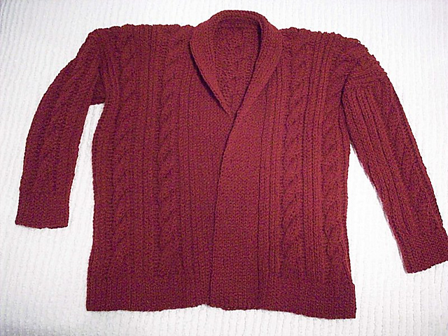 Man's Crocheted Cable Cardigan