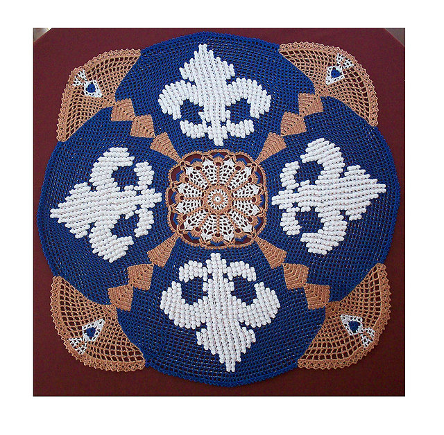 Fleur De Lis Crocheted Doily
