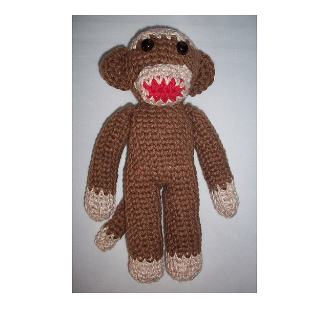 Crocheted Sock Monkey (faux knit)