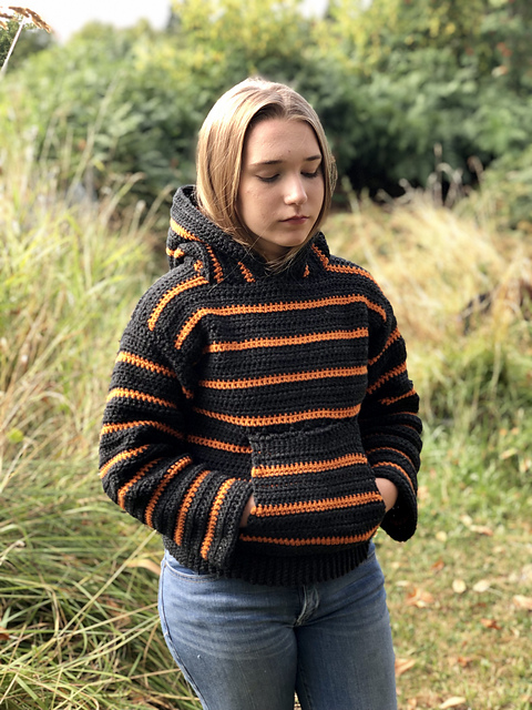 Ravelry: Cozy Campfire Striped Hoodie pattern by RaeLynn Endicott