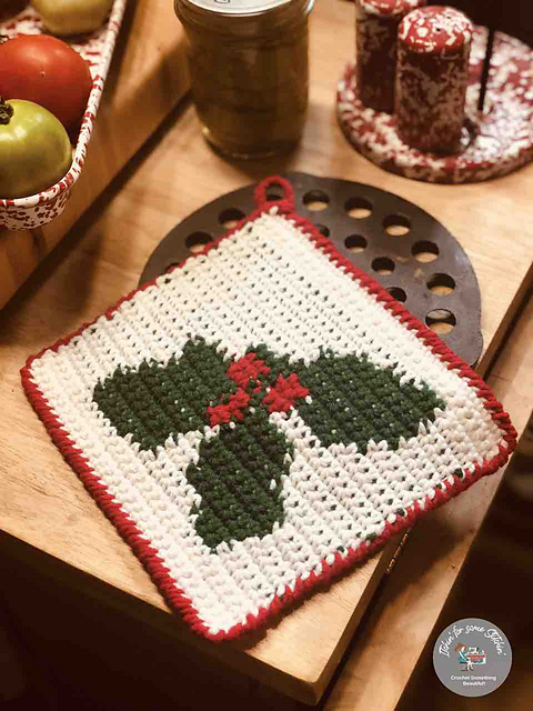 Christmas Holly Potholder