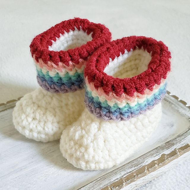 Ravelry: Rainbow Baby Booties pattern by Charlotte A High