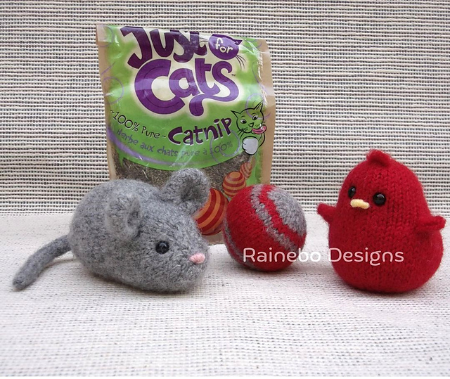Felted Catnip Rattle Toys