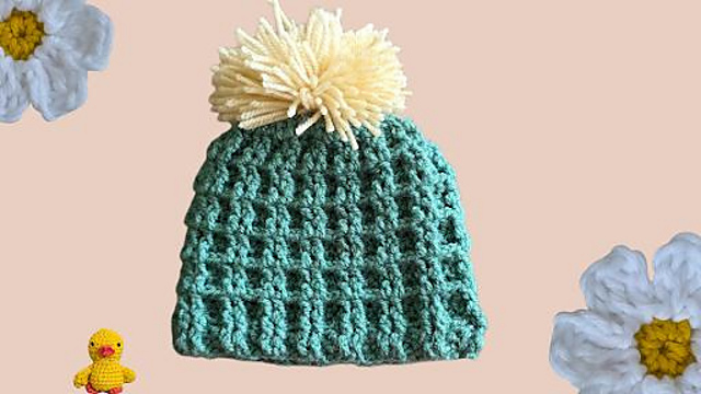 Crochet Baby Hat waffel stitch