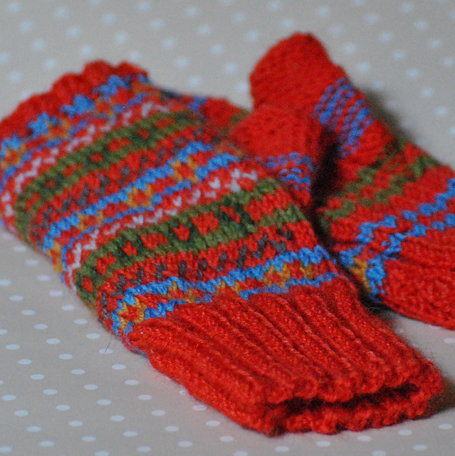 Easy Fair Isle Fingerless Gloves