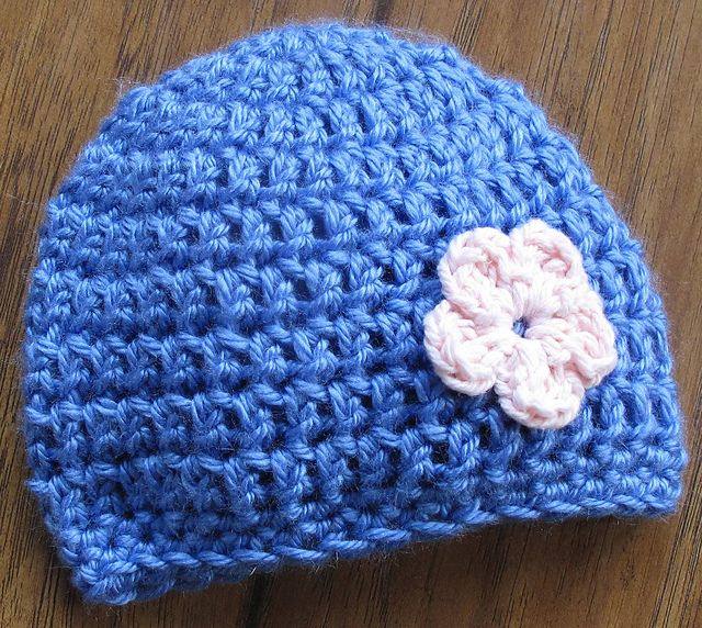 Simple Newborn Hat with Flower