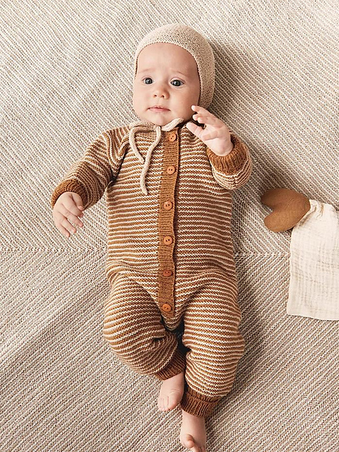 Ravelry: Jumpsuit and Bonnet in Ridge Pattern pattern by Anita