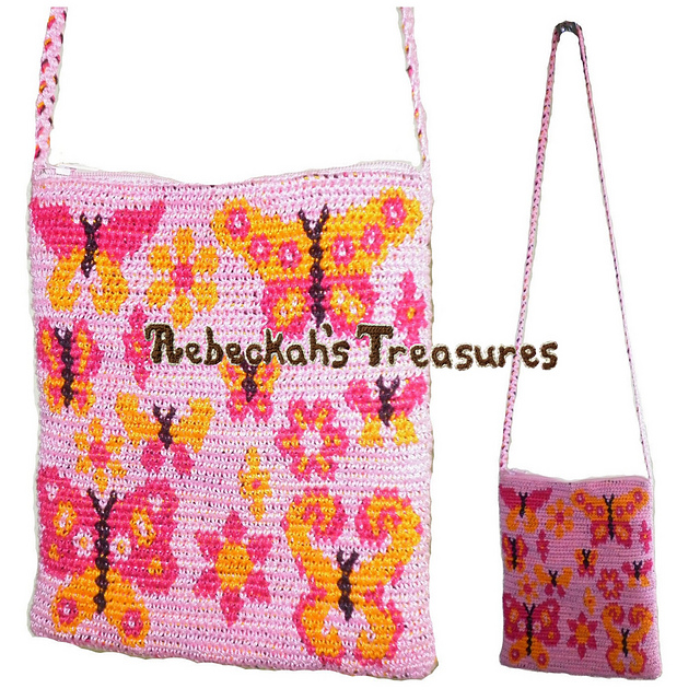 Blooming Butterflies Tapestry Crochet Shoulder Bag