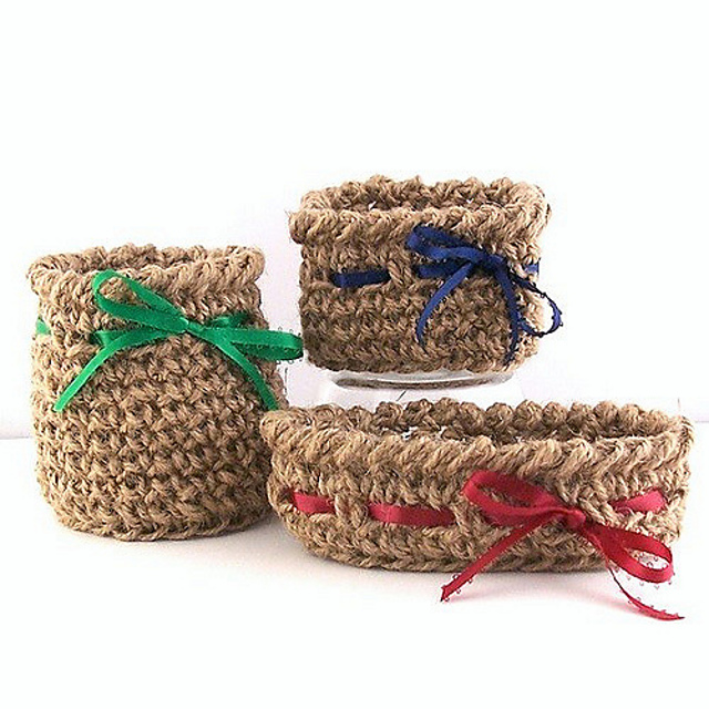 Mini Twine Basket Trio Crochet