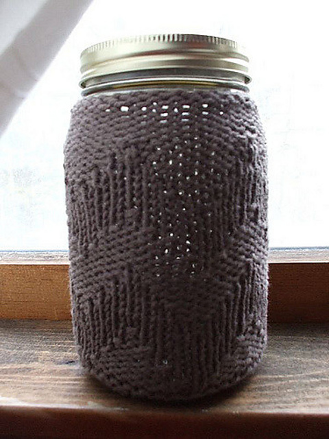 Knitted Ball Jar Cozy