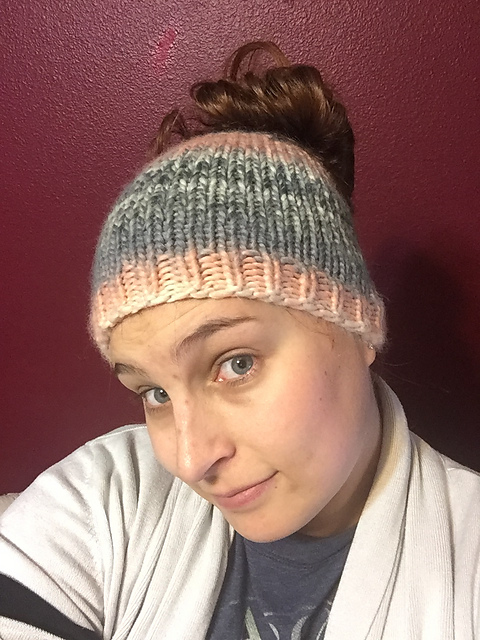 Messy Bun Hat Knit Version