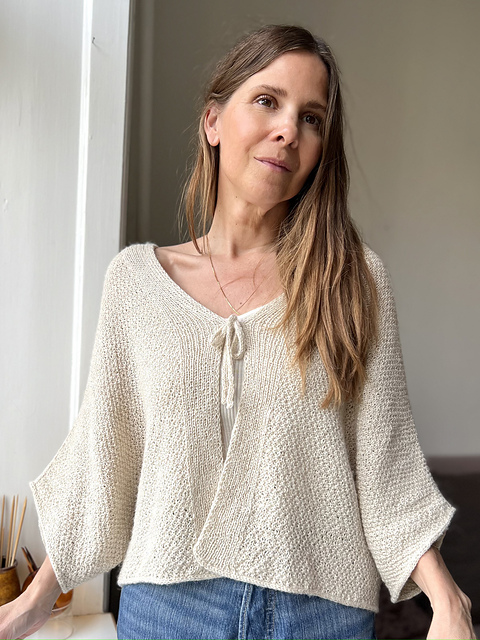 Rare 00s Archive Wool × Silk Switch Top Ravelry: Fungus Shawl Jacket Light pattern by Refined Knitwear