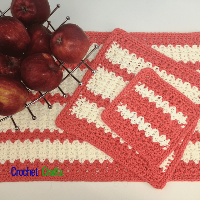 Crochet Coaster, Dishcloth and Placemat