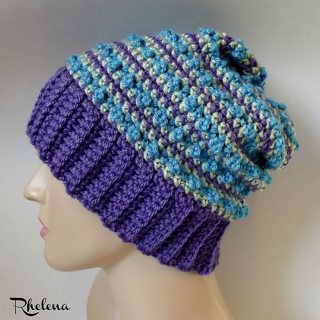 Beaded Stripes Slouchy Hat