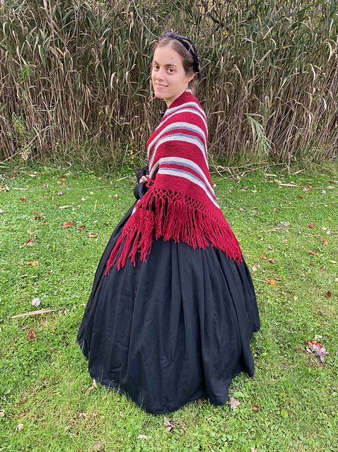 Diagonal Stripped Shawl