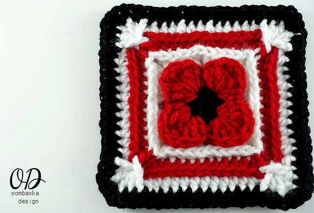 Lest We Forget Poppy Afghan Square