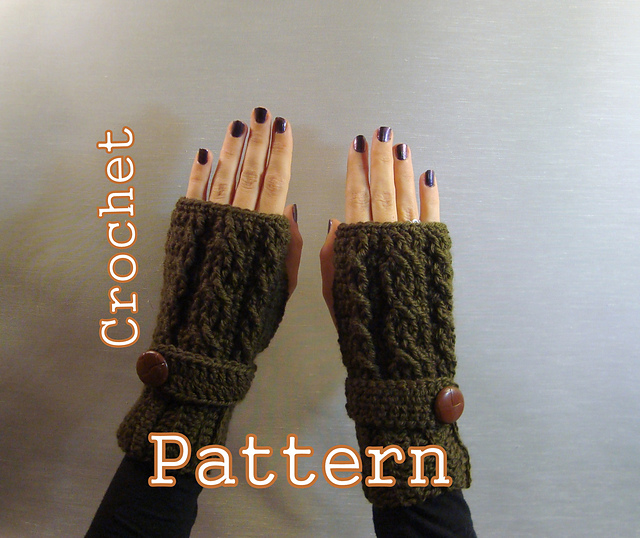 Triple Cable Fingerless Mittens