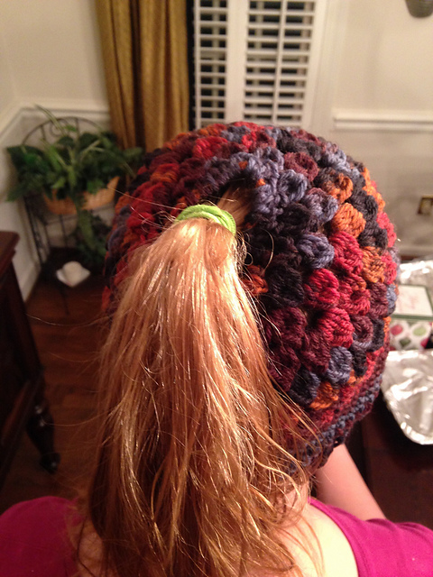 Bobble Stitch Messy Bun Hat