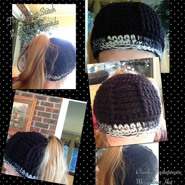 Chunky Basketweave Messy Bun Hat