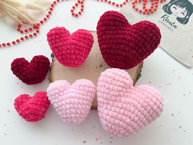 Plush Crochet Hearts