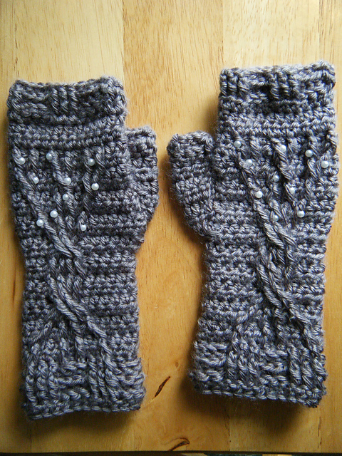 Winter Tree Fingerless Mittens