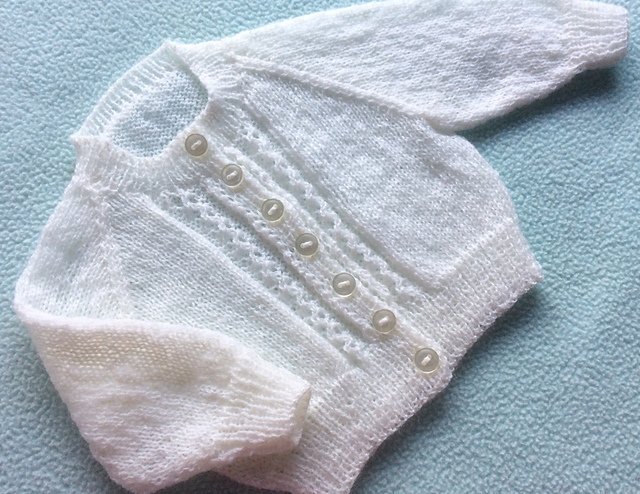 6. Round Neck Raglan Cardigan with Lace Panels