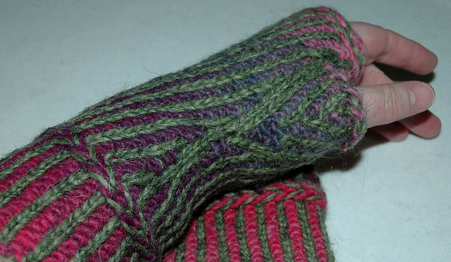 Pinstripe Fingerless Mitts