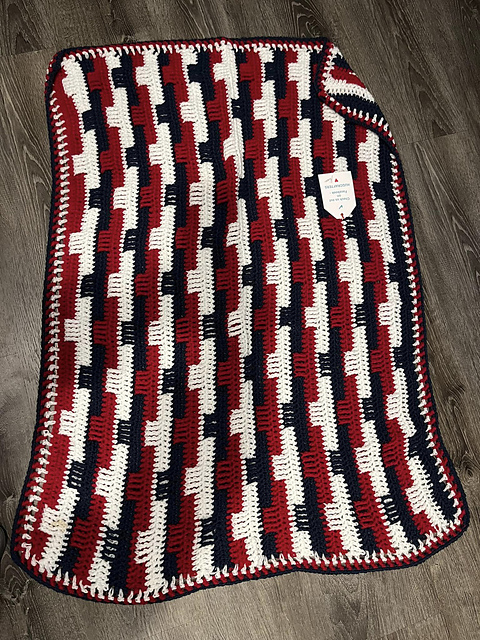 Basket Weave Afghan, 3-color