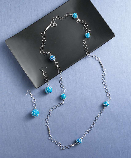 Ball and Chain Necklace and Earrings