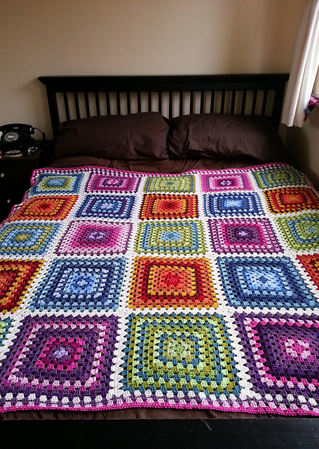 Tonal granny square throw