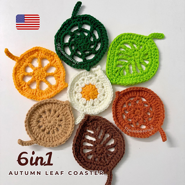6in1 Autumn Leaf Coaster