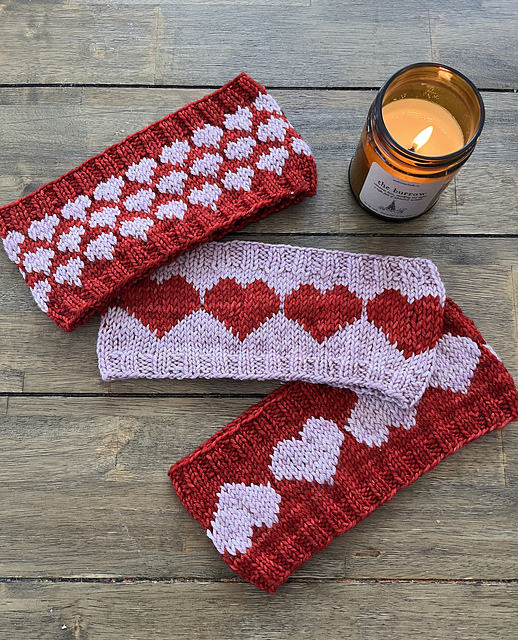 Candy Hearts Ear Warmers
