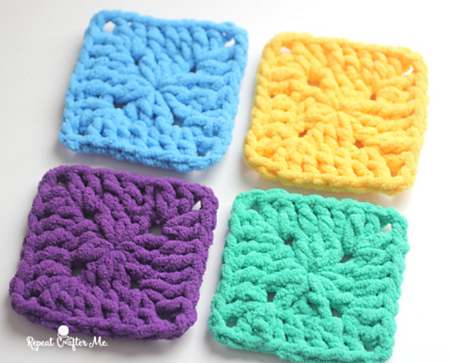 Bright and bulky bernat blanket squares