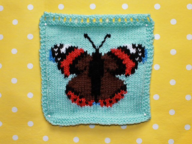 Red Admiral Butterfly Intarsia