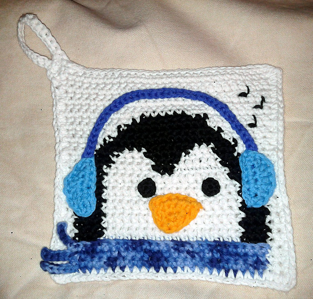 Winter Penguin Potholder