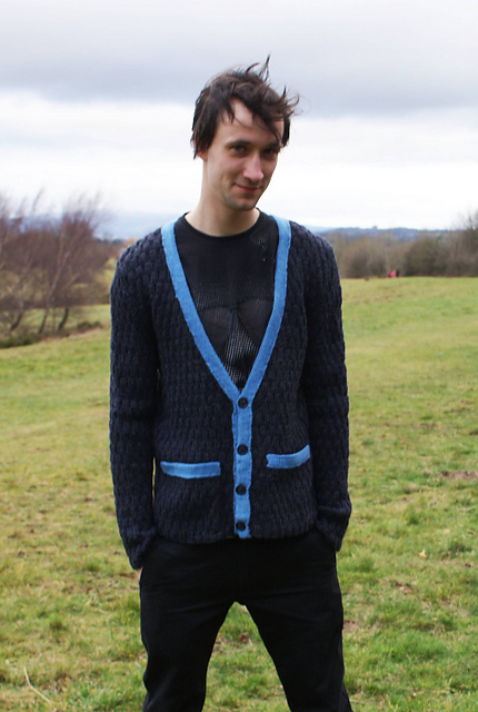 Man's Cardigan with Contrast Edges