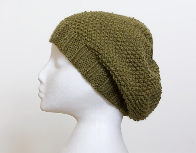 Moss Stitch Slouchy Beanie