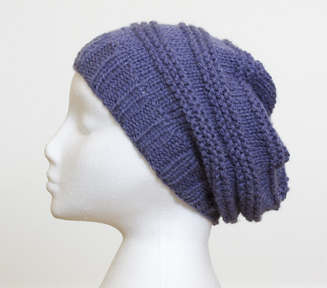 Garter Stripe Slouchy Beanie