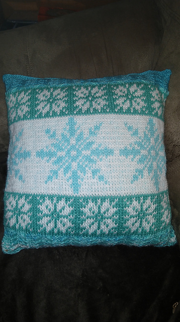 Tunisian Nordic Snowflake Pillowcase