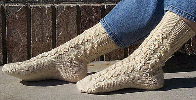 Toe-Up Cable Socks